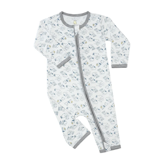 史努比雙拉鍊長袖連身衣 ( 藍色派對 )