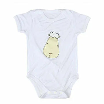 白色大頭羊短袖包屁衣