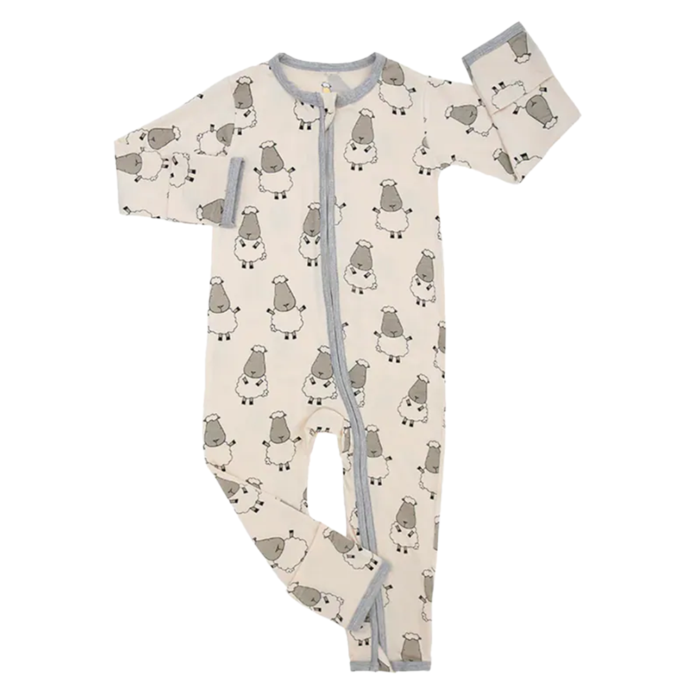 黃色羊樂園雙拉鍊長袖連身衣