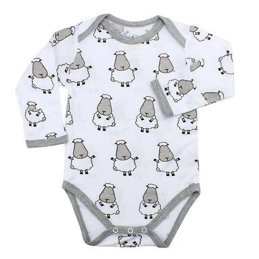 白色羊樂園長袖包屁衣