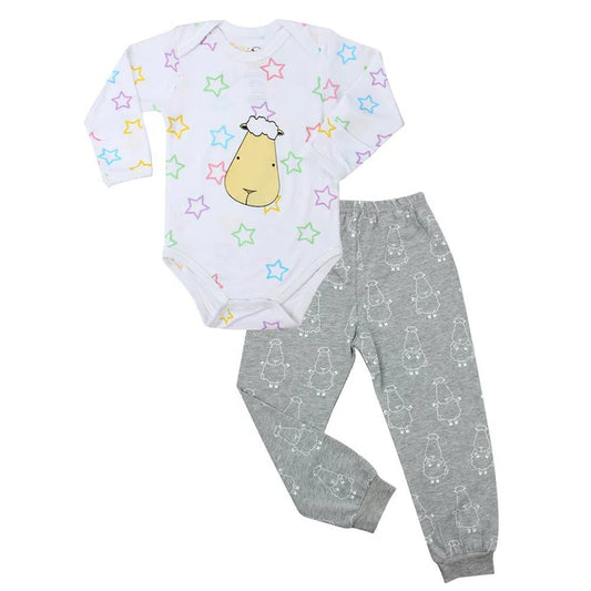 彩色星星羊長袖包屁衣套裝